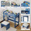 Kids Desk and Chair Set – Adjustable Height Wooden Study Table with Storage, Cloth Drawer, Book Shelf & Pen Holders – Padded Stool Included-82279967