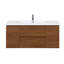 Meuble-lavabo flottant mural de 48 po avec lavabo, surface solide, tiroirs à fermeture en douceur, noyer doré miel entièrement assemblé, esthétique moderne fonctionnelle, résine de haute qualité à faible absorbance d'eau