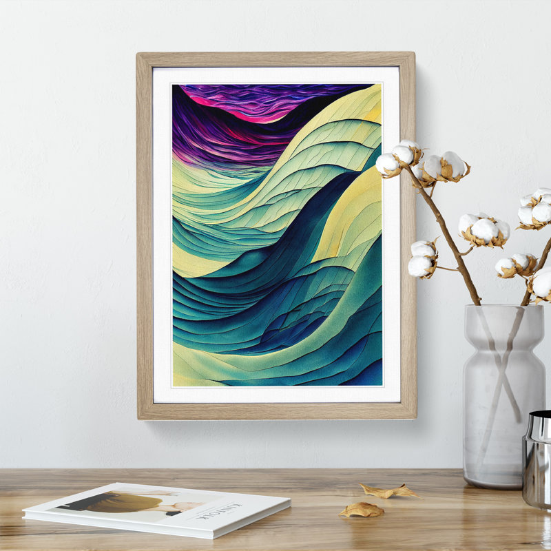 Layers of an Ocean Wave Abstract No.1 1 Piece Single Picture Frame Wall Art, 64cm H x 46cm W x 2cm D, Oak