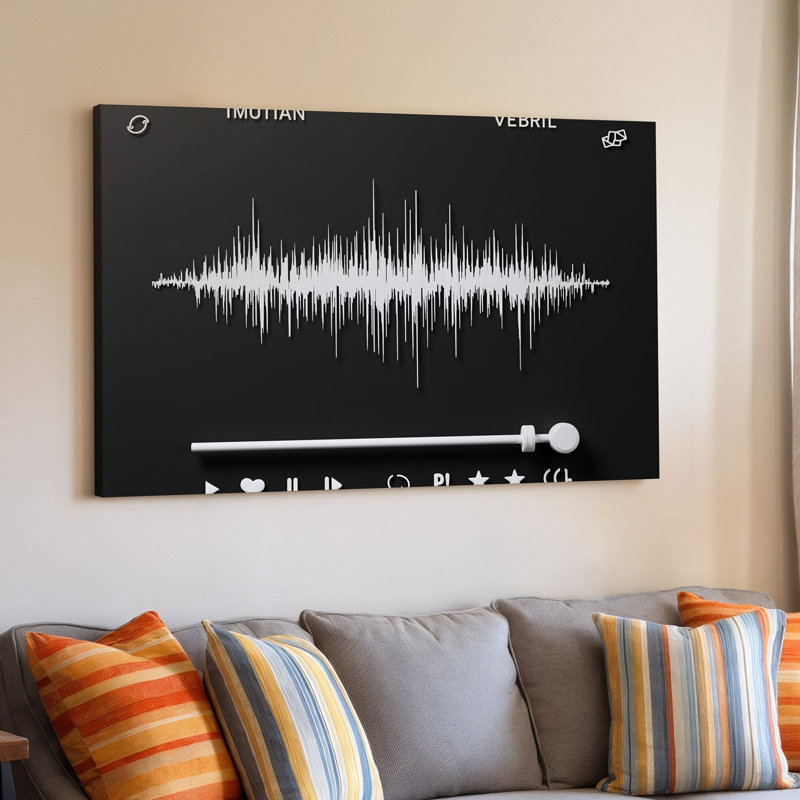 La toile crée une conception d'interface numérique minimaliste mettant en vedette un lecteur d'art mural élégant sur un fond noir uni