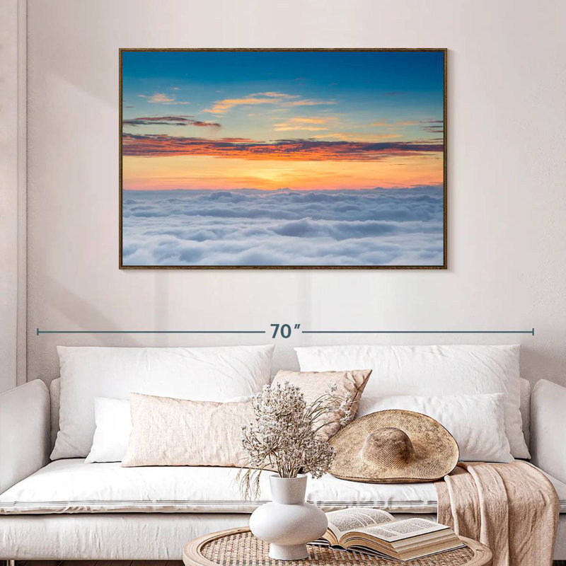 Sunscape Cloudscape, 46 po x 31 po, Cadre flottant noyer