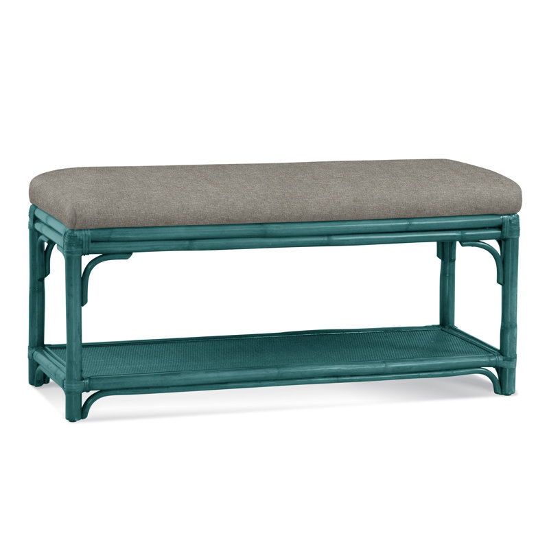 Summer Retreat Wicker Shelf Storage Bench, Java, Basic Grey; 0317-83