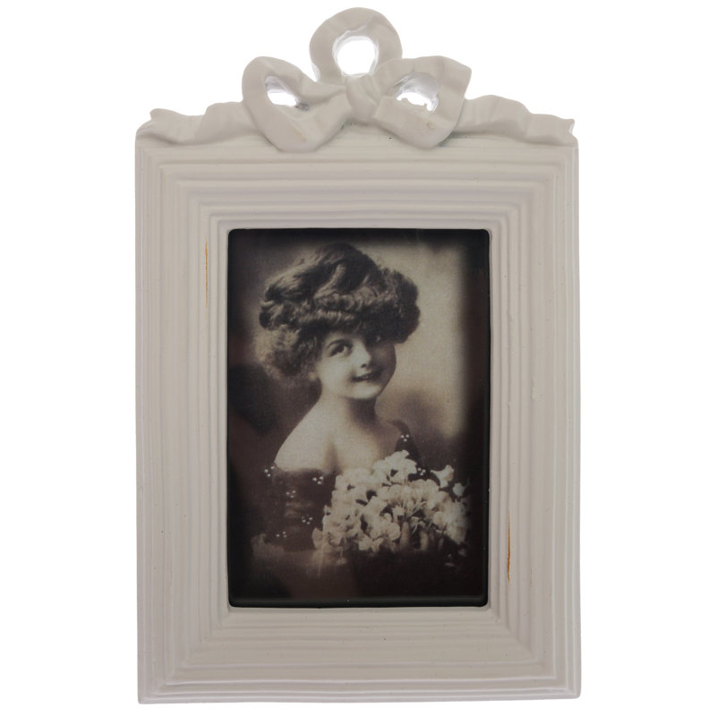 White Ceramic Embossed Picture Frame, 16cm x 25cm