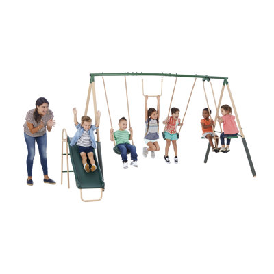 Natural Playland XDP Recreation Swing Set w/ Slide, Glider, & Trapeze