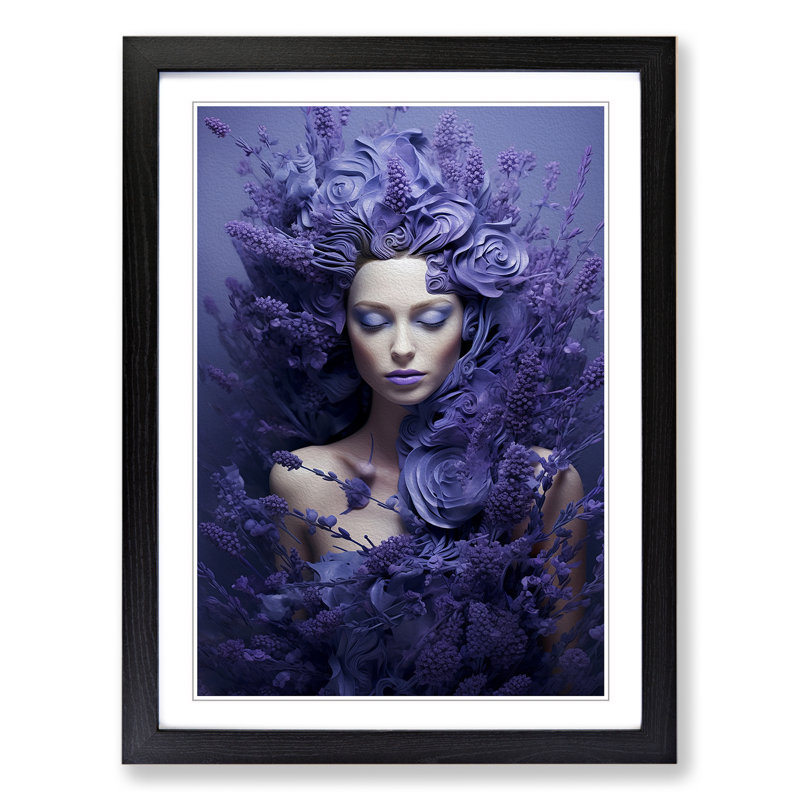 Lavender Flower Surrealism - Framed Print, Black Framed, 46cm H x 34cm W x 2cm D