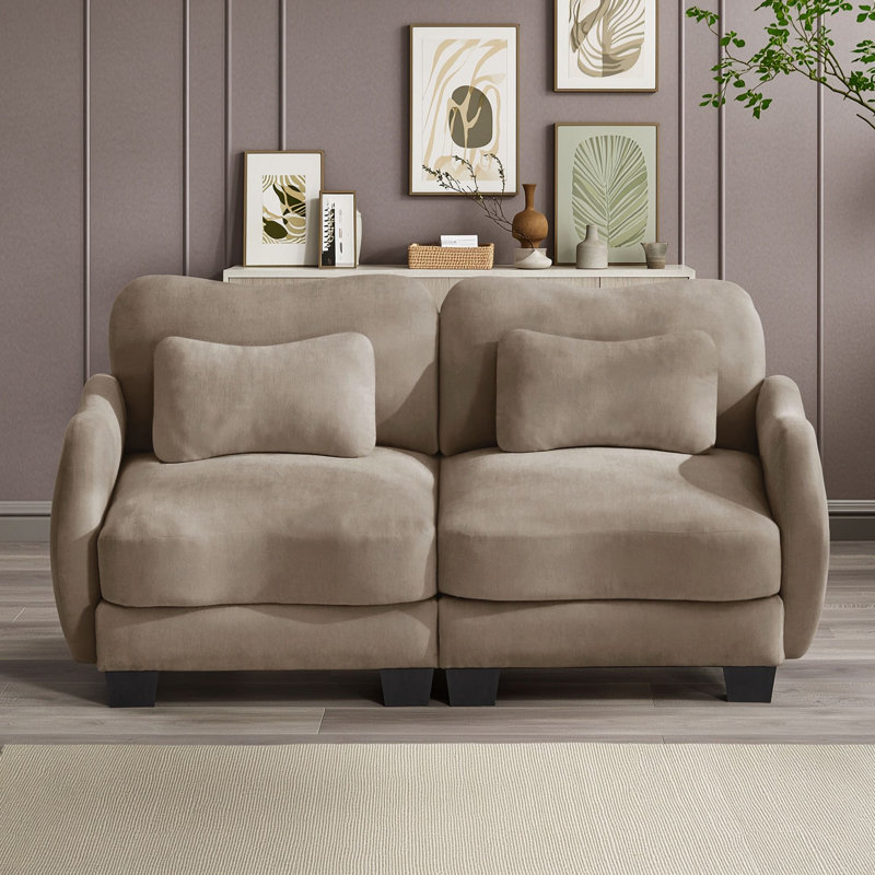 Sofa deux places avec coussin et accoudoirs, Café