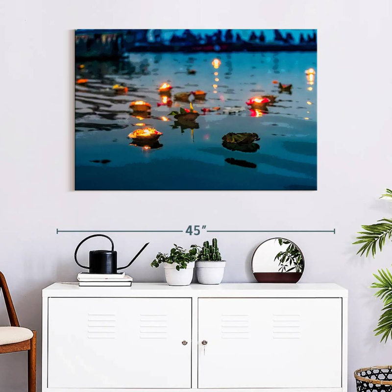 Ravi Ganges River Offerings, 26" H x 39" W