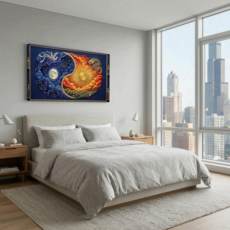 Ensemble de 1 tableau mural Yin Yang sur toile, 5828