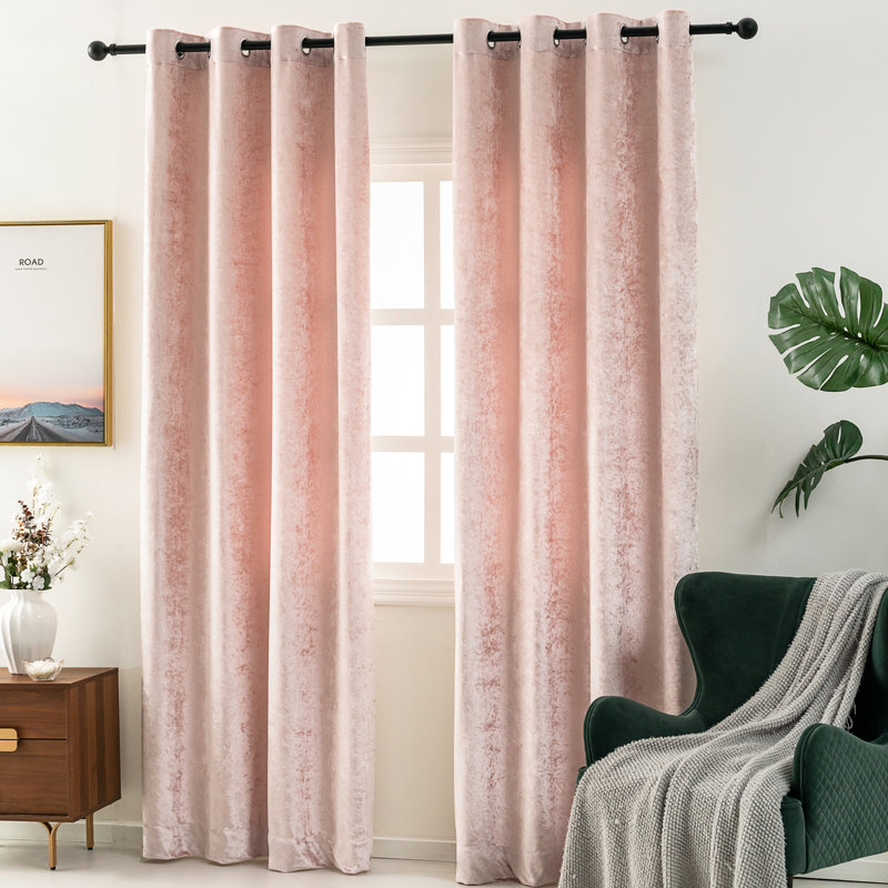 Allix Room Darkening Curtain Pair, Pink