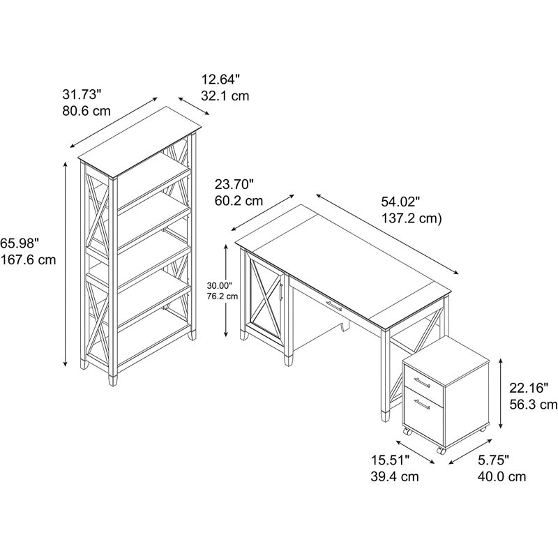 Huckins 3 Piece Computer Desk Office Set, Bing Cherry