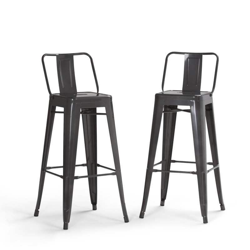 Tabouret en métal Rayne, Gris, Tabouret de bar (siège d'une hauteur de 30 po), 2