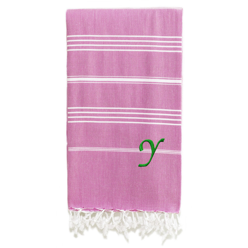 Serviette de plage 100% coton Pestemal Lucky, Vert clair / blanc, Y