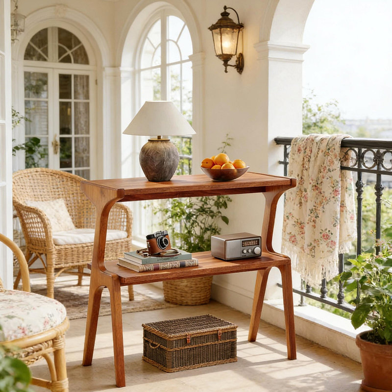 Table d'appoint de style contemporain, table de bout à 2 niveaux, table de bout Farmhouse, table de chevet élégante, Cerisier