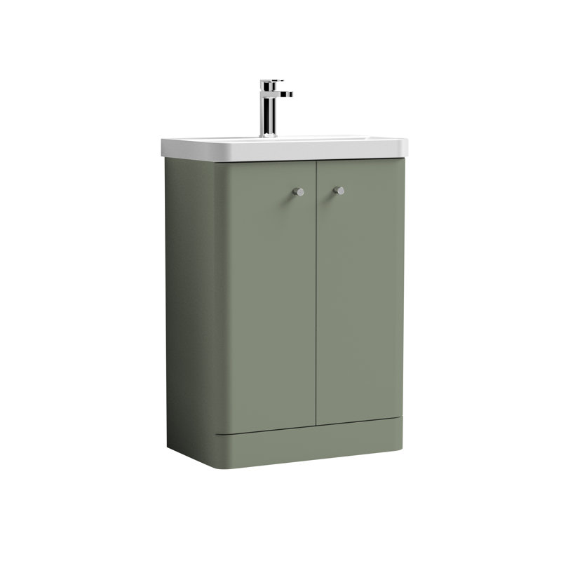 Core 605mm Single Bathroom Vanity with Integrated Vitreous China Basin, Satin Green