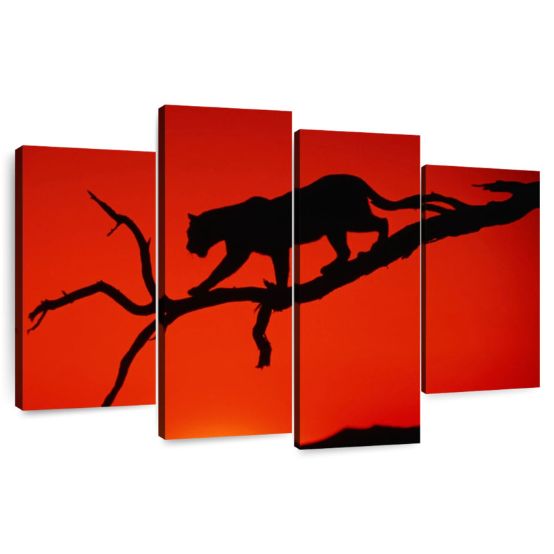 Brampt Red Silhouette Leopard, 42" H x 68" W