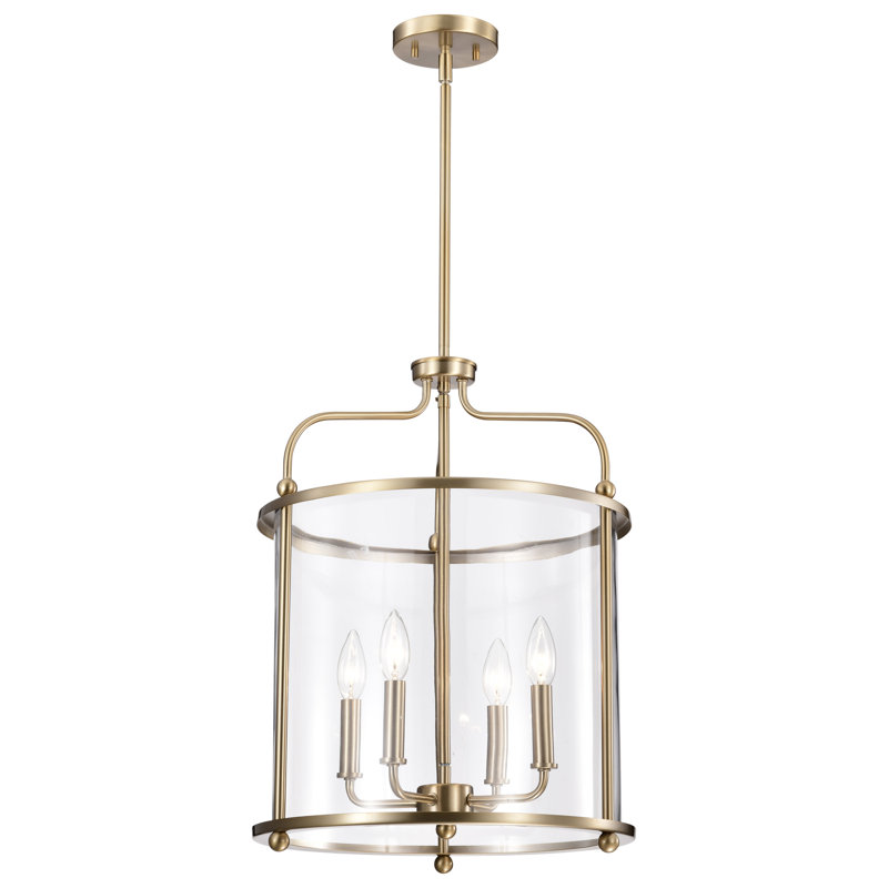 Luminaire suspendu lanterne à 4 lumières Wolfforth, Bronze brillant