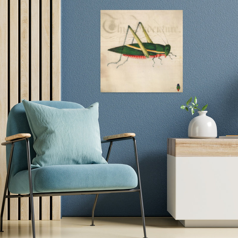 Art rétro de sauterelle verte rétro, H 18 po x l 18 po