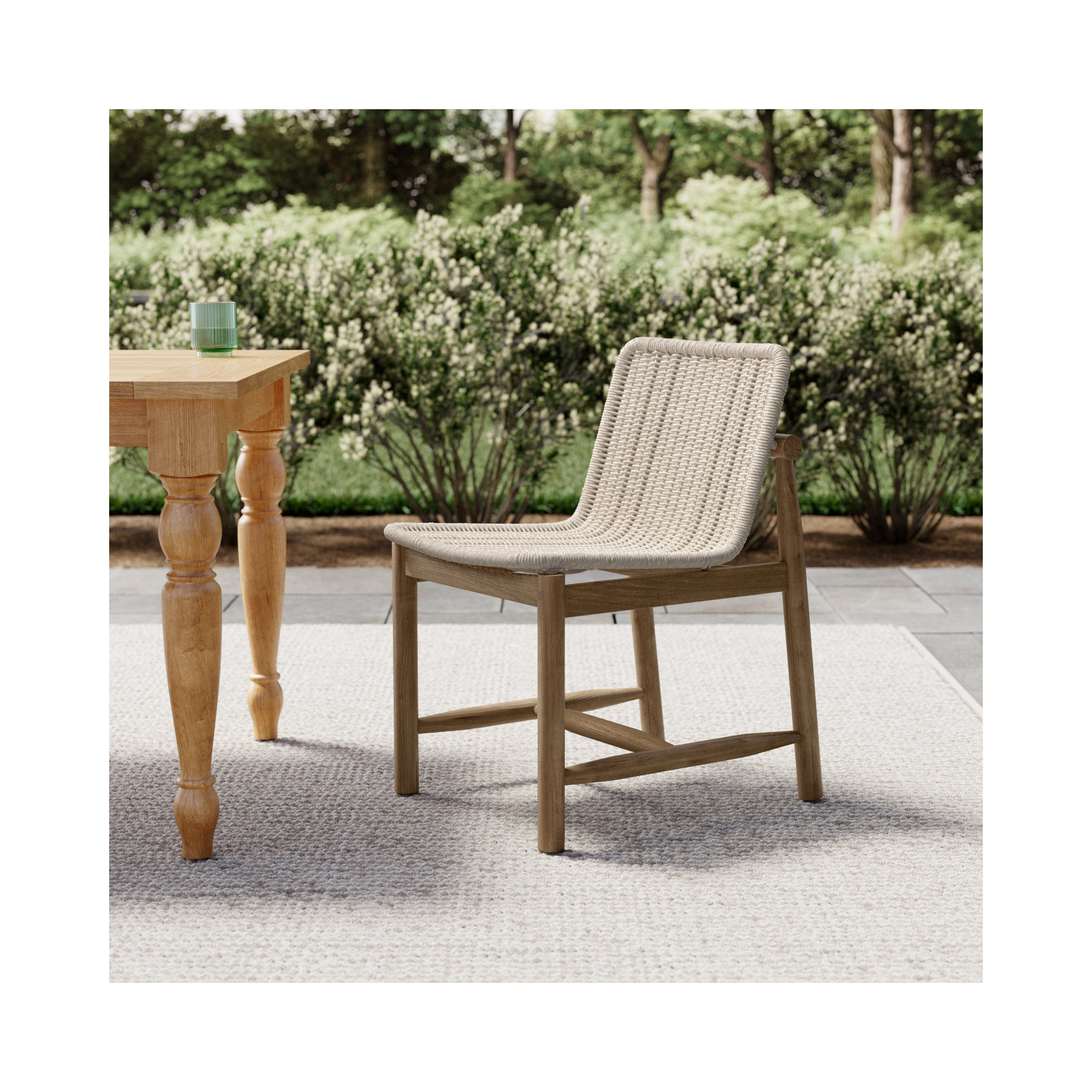 Dume Outdoor Dining Chair, White/Brown