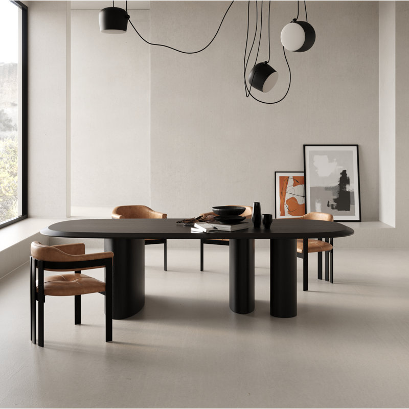 Elise Oval Dining Table, 30" H x 118" L x 47.2" W, Black Ash