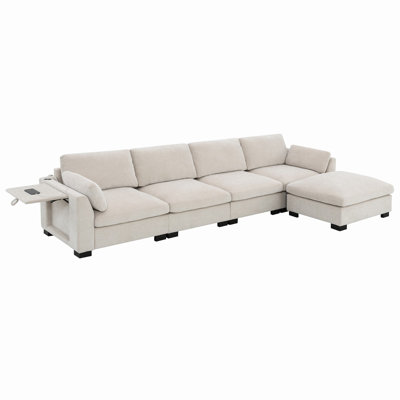 Jibria 130" L-Shape Modular Sectional Sofa