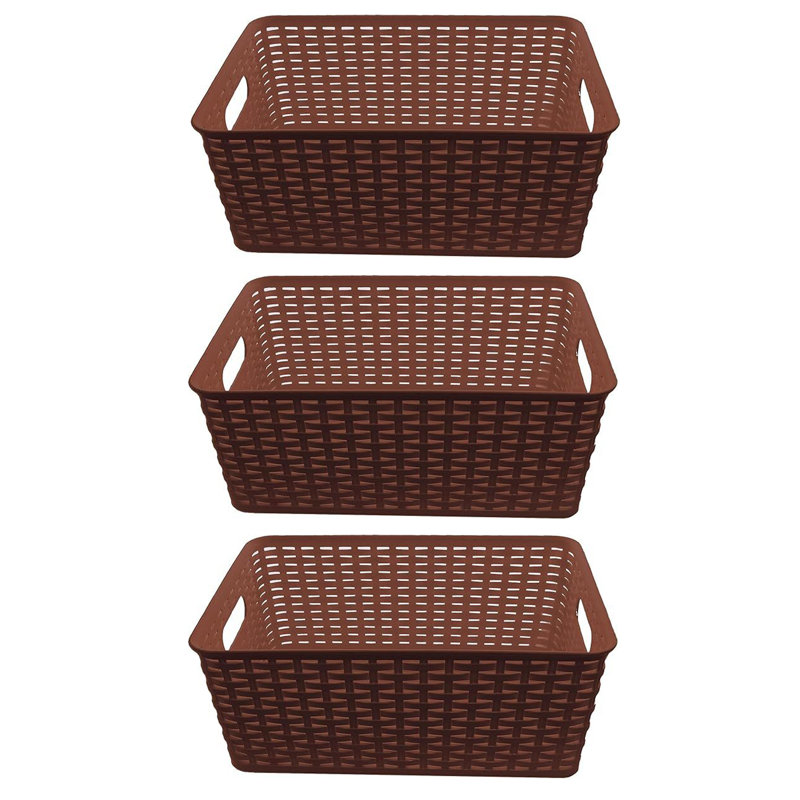 Panier en rotin, Brun, 3, H 4 po x l 11 po x P 7,5 po
