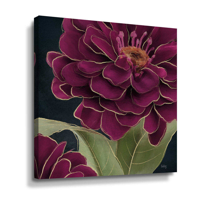 Bourgogne floral 1 galerie, Toile tendue, H 24 po x l 24 po x P 2 po