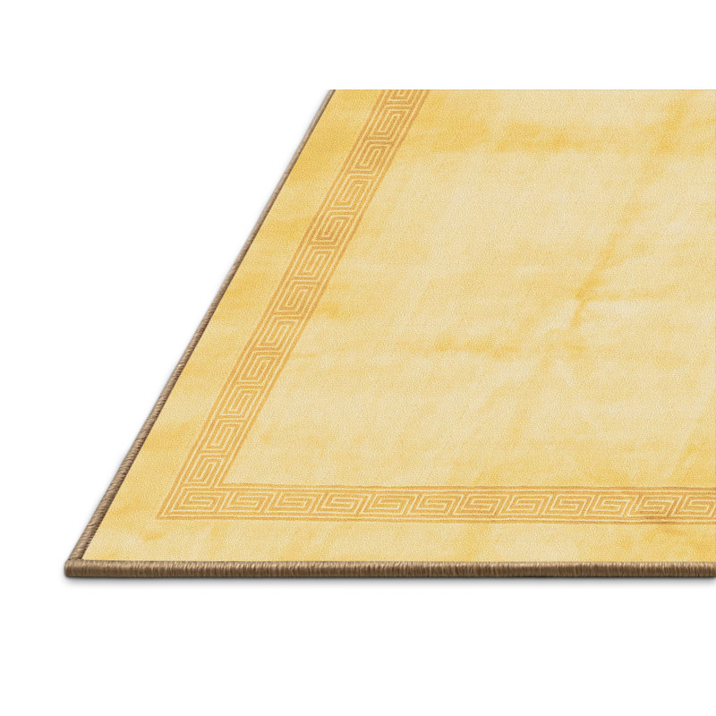 Tapis tissé à la machine en orange / beige, Rectangle 5 pi x 7 pi