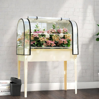 Jardinières modernes en métal avec mini serre, robustes et surélevées pour les jardins