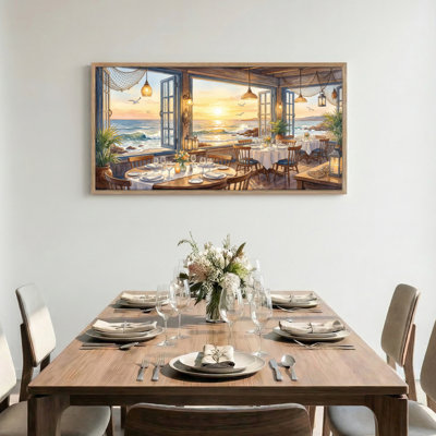 Tableau encadré « Coucher de soleil sur la côte » (1 pièce), 122 x 61 cm