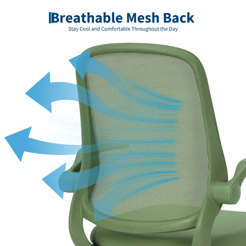 Chaise de bureau ergonomique et pivotante, hauteur réglable, Vert, Vert