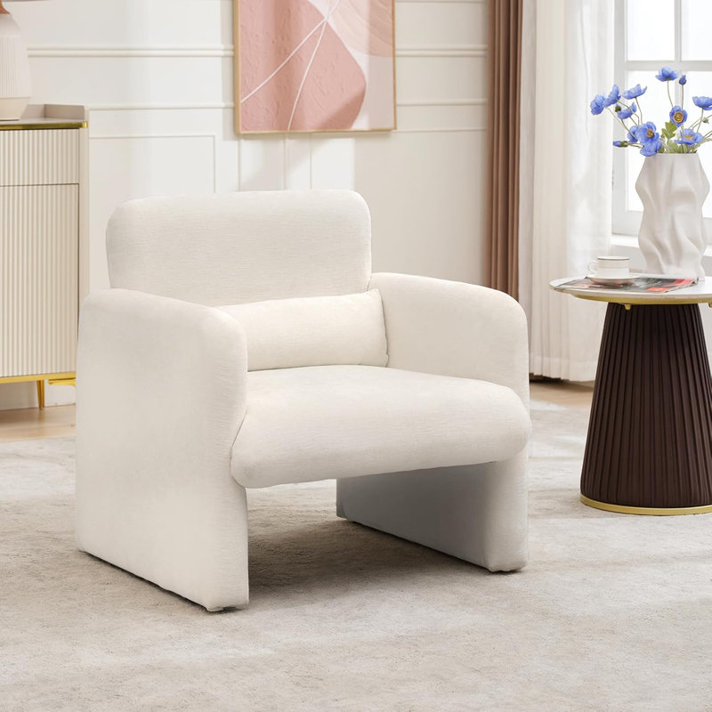 Fauteuil d'appoint moderne, fauteuil simple, fauteuil de lecture pour chambre à coucher, fauteuil en chenille confortable, fauteuil d'appoint rembourré confortable pour fauteuil de salon