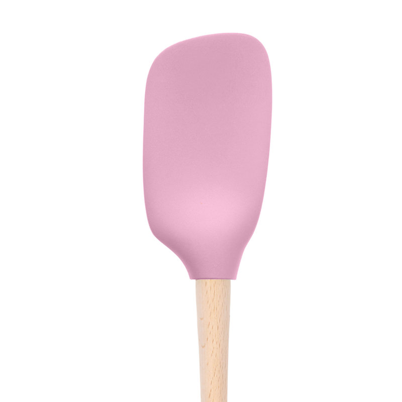Spatule en silicone Tovolo Flex-Core avec poignée en bois naturel pour la cuisson et la cuisson, sorbet rose