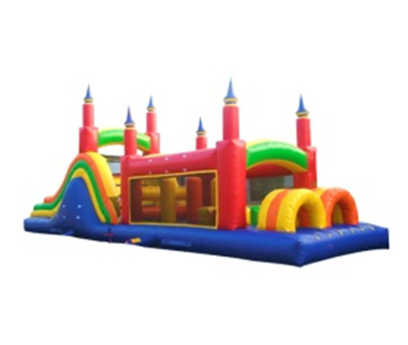 Rainbow 40' x 12' Inflatable Obstacle Course with Slide and Air Blower