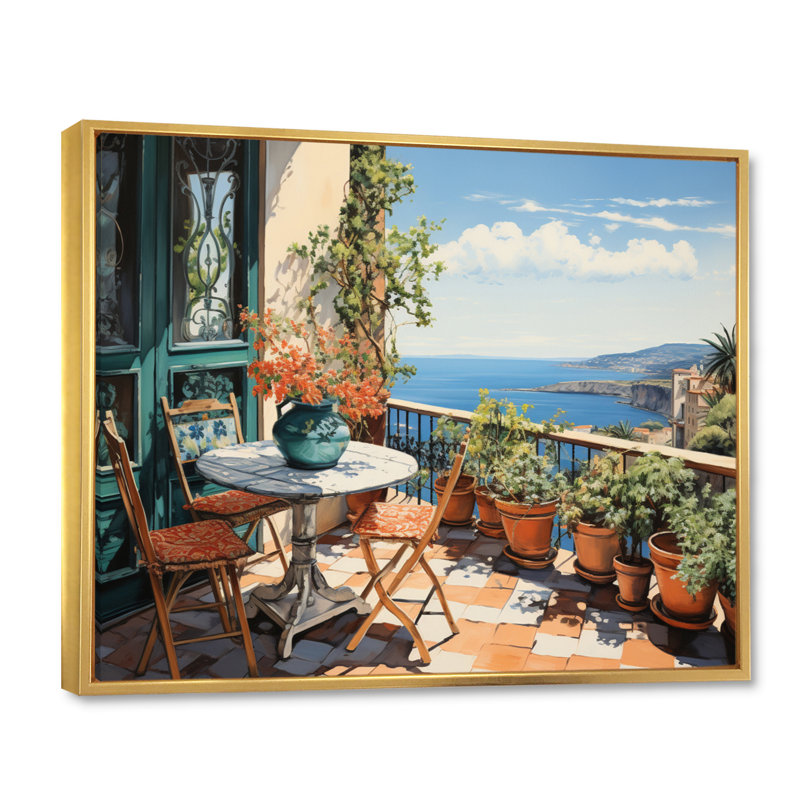 La Dolce, côte italienne I - Italie, art encadré, Cadre flottant doré, H 30 po x l 40 po x P 1,5 po
