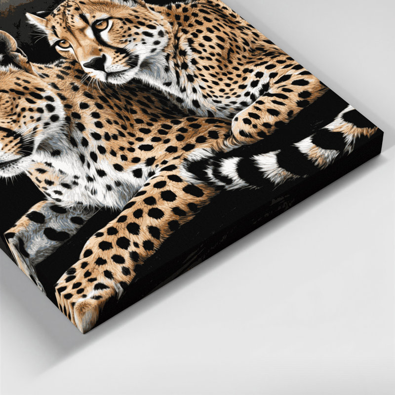 «Big Cats Cheetahs», art mural sur toile noire, H 12 po x l 18 po