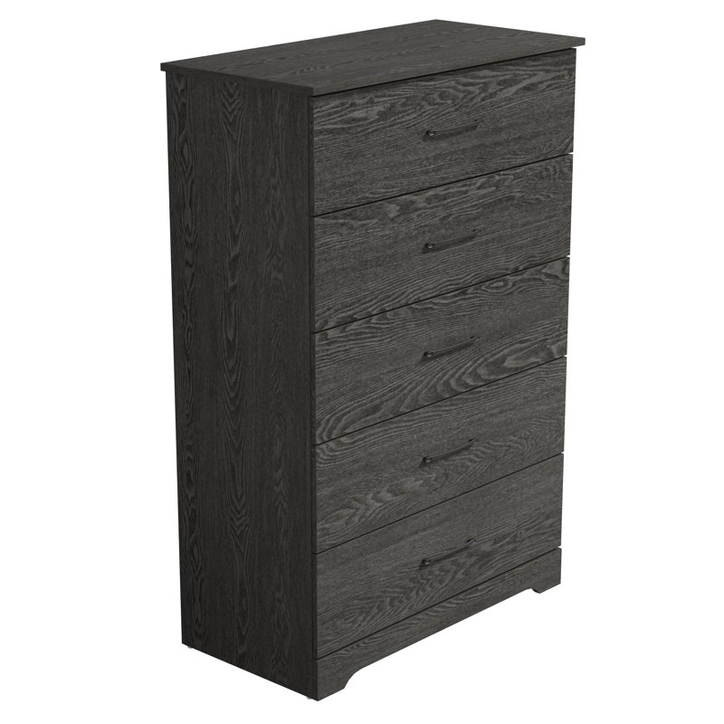 Commode 5 tiroirs Arkia, Gris foncé