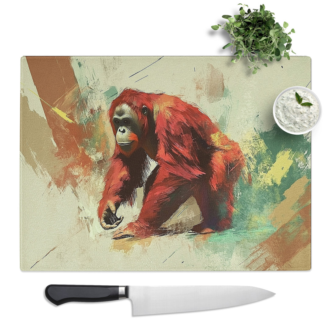 Orangutan Illustrated  Glass Chopping Board