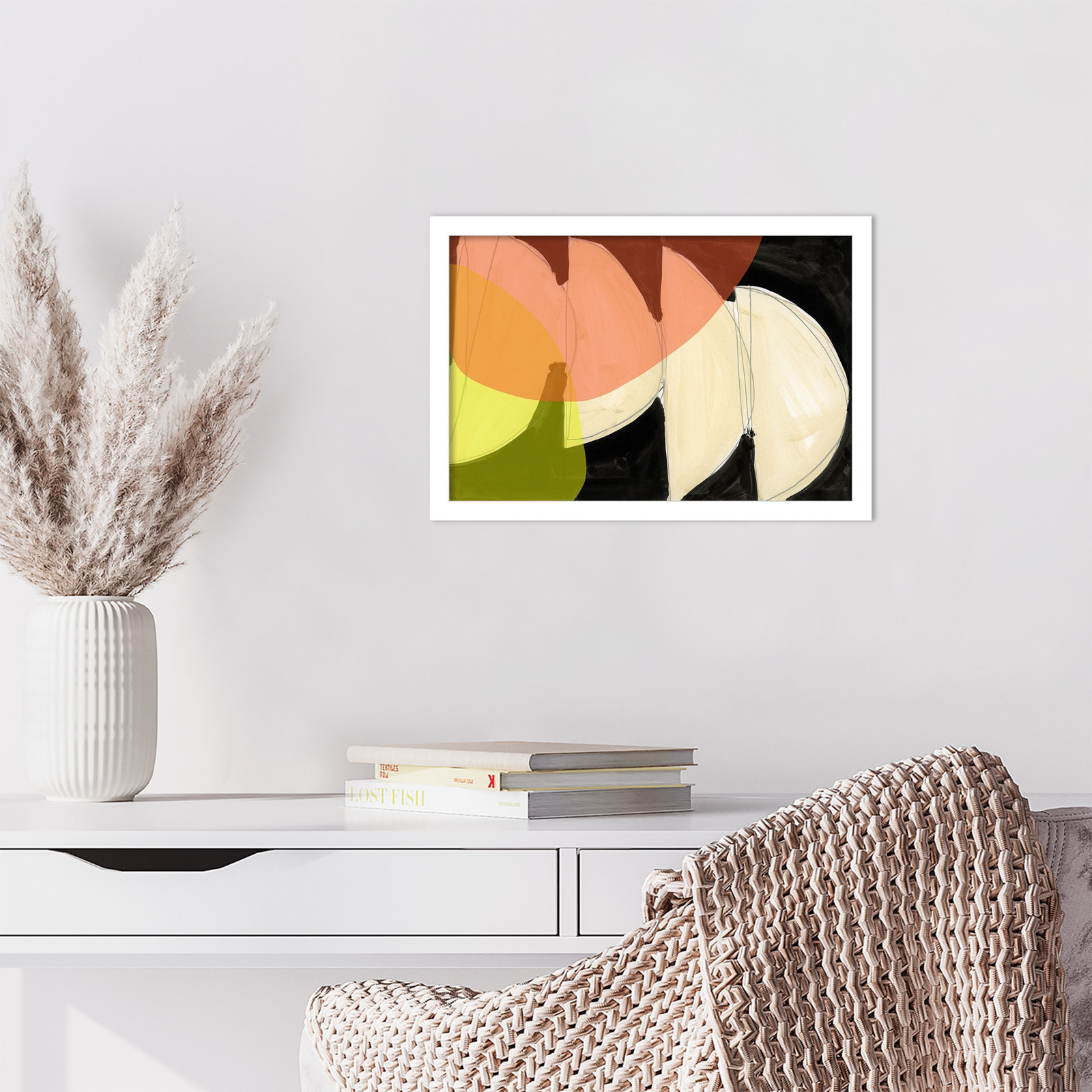 Gilpin "Four Semi Moons I" Print, 12" H x 17" W, White