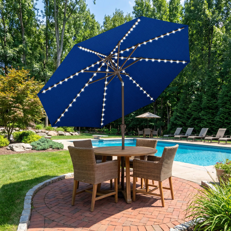 Parasol lumineux en oléfine 9 pi pour patio 9 pi, Sapphire Blue