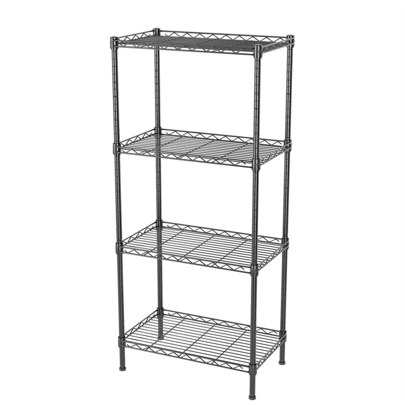 17.32'' W Metal Shelving Unit, Matte Black