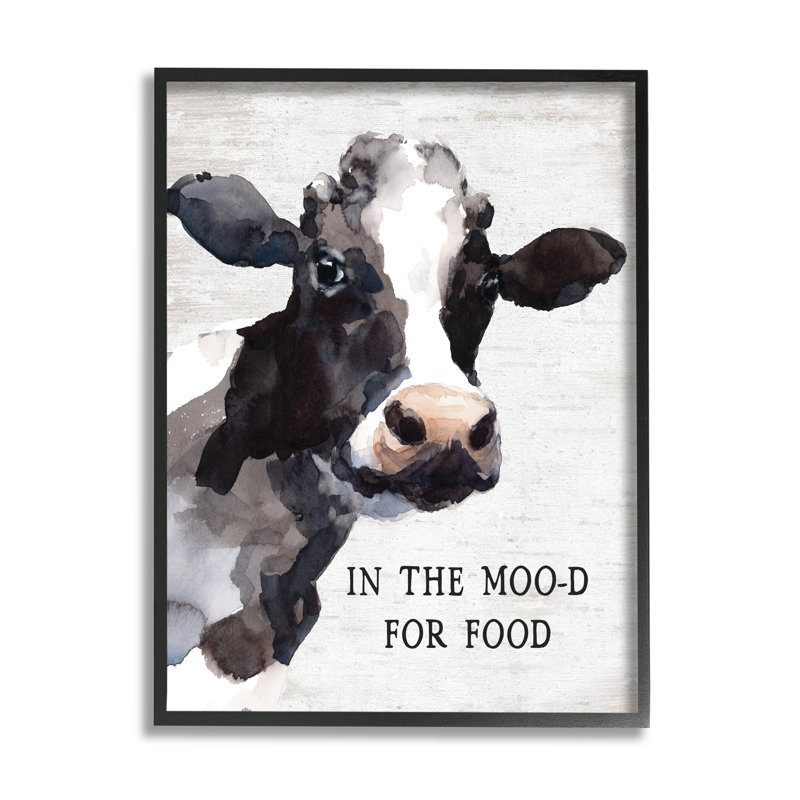 In The Moo-D For Food, H 20 po x l 16 po x P 1,5 po, Giclée encadrée noir minuit