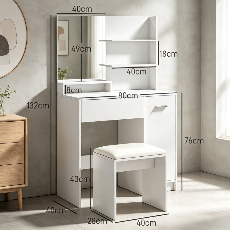 80 cm W Chest of Drawers, White