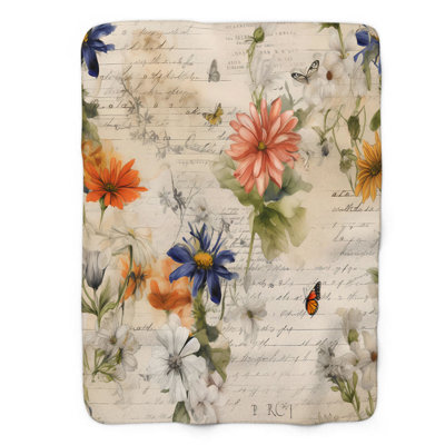 Pressed Petals Paper - 1 Piece Premium Sherpa Blan Throw Blanket