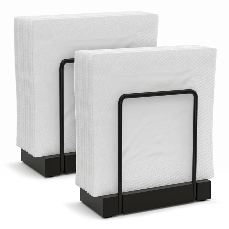 Iron and Solid Wood Standing Napkin Holder