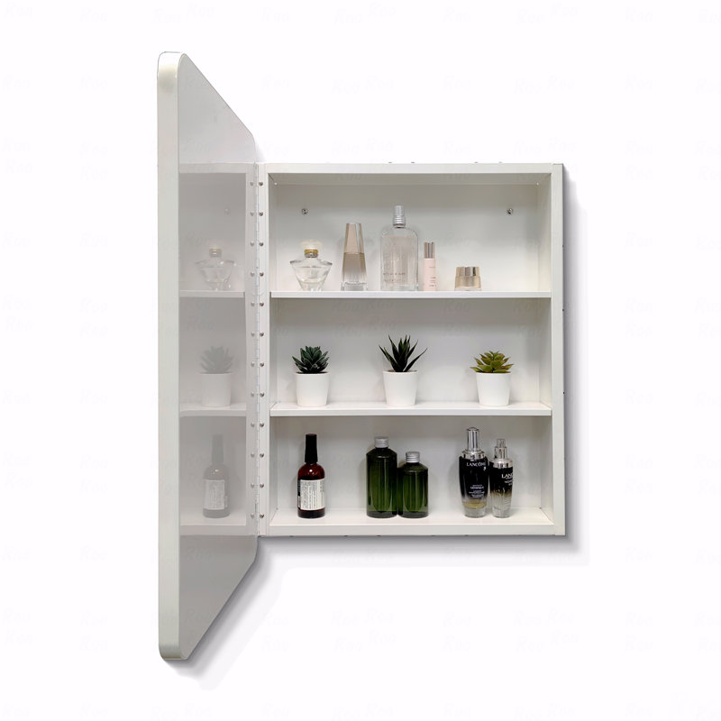 Armoire à pharmacie 24 po x 32 po à fixation murale ou encastrée en métal blanc avec miroir