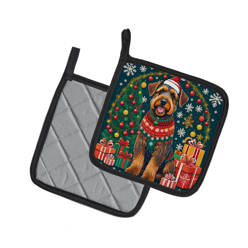 Paire de poignées de Noël Airedale Terrier