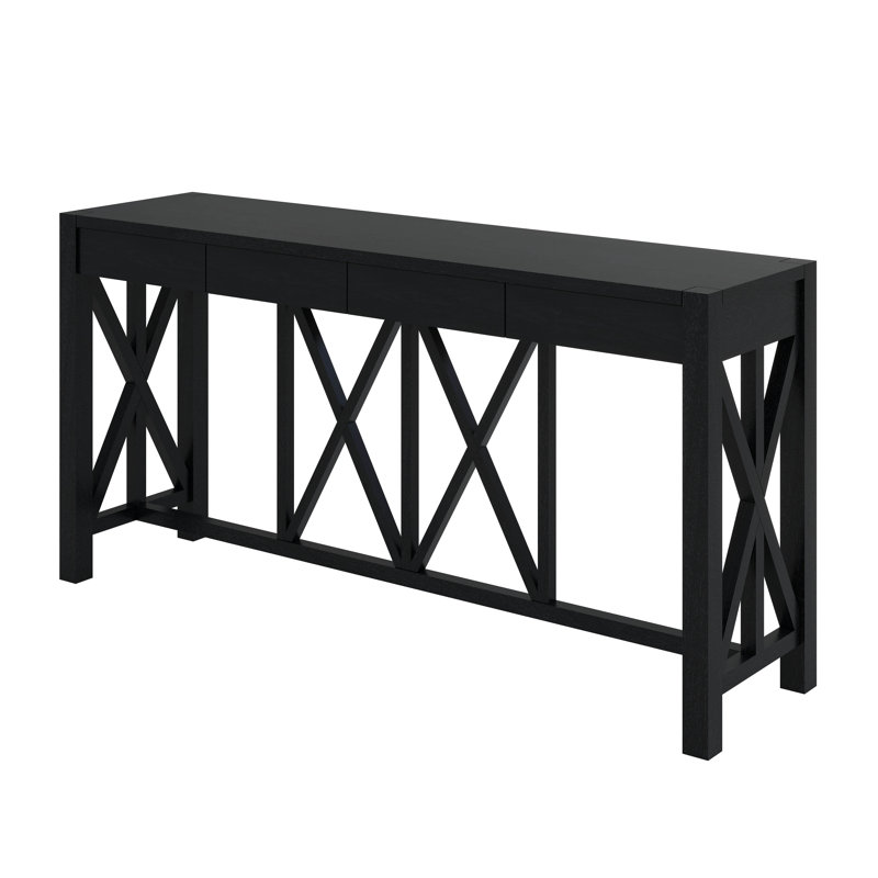 Console en placage avec 4 tiroirs spacieux de conception croisée, Noir