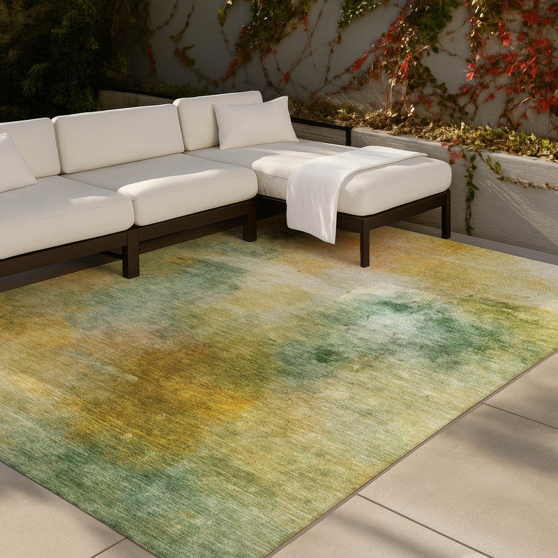 Machine Washable Indoor/Outdoor Chantille ACN2883 Abstract Rug, Aloe, 3' x 5'