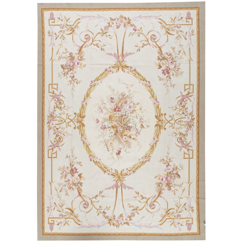 Tapis beige et beige noué à la main de haute qualité