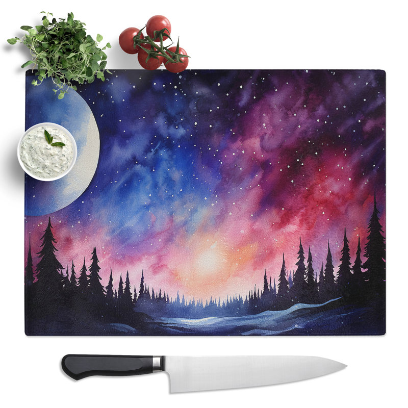 Galaxy Watercolour  Glass Chopping Board